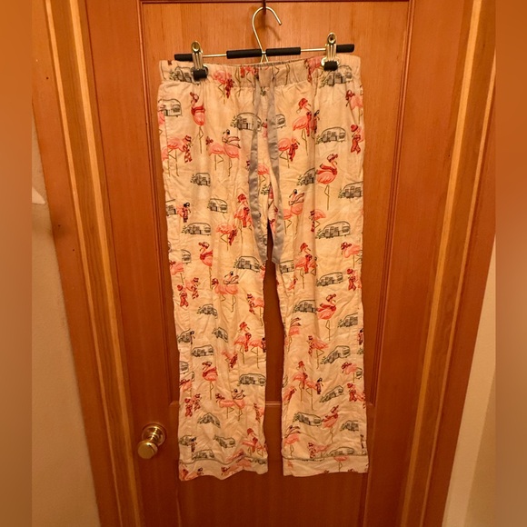 Nick Nora Vintage Flamingo Airstream Flannel Pajamas Set M - Picture 3 of 10